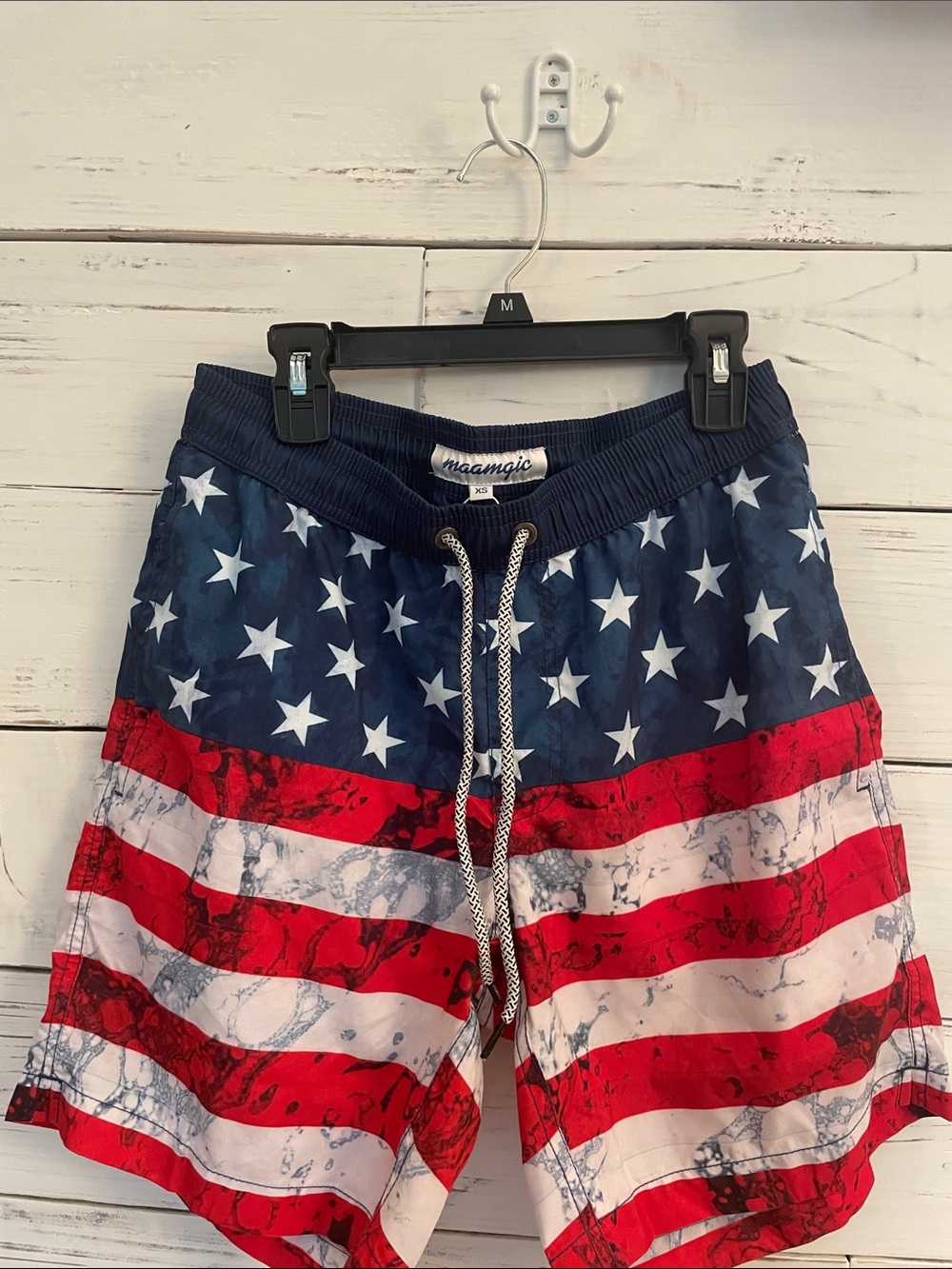 Maamgic Men's American Flag Swim Trunks in Red, White & Blue